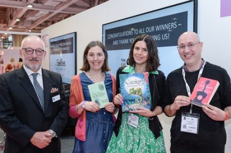 Hannah Powell at London Book Fair receiving her Selfies Award
